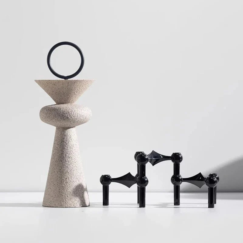Hommfer – Statue Géométrique en Résine Sableuse Décorative