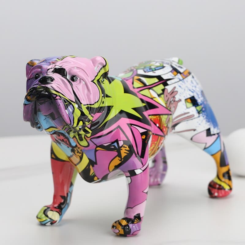 Hommfer – Statuette Chien Bulldog Street-Art en Résine