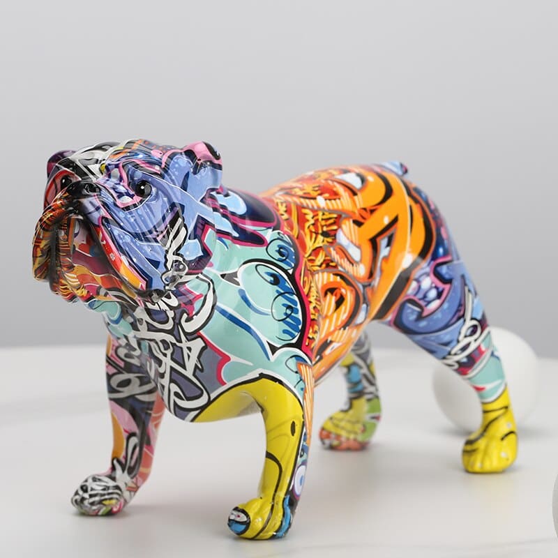 Hommfer – Statuette Chien Bulldog Street-Art en Résine