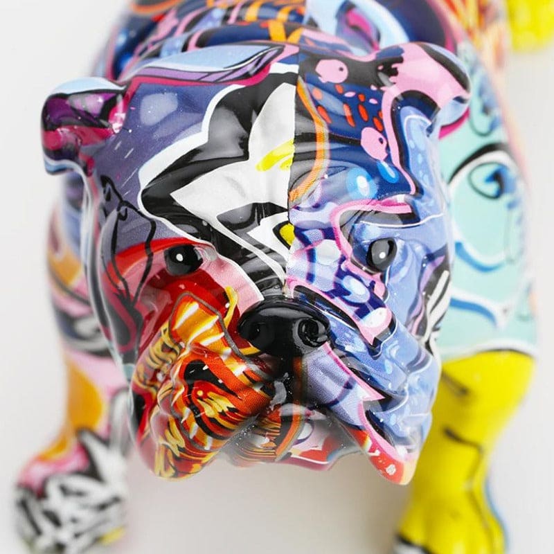 Hommfer – Statuette Chien Bulldog Street-Art en Résine