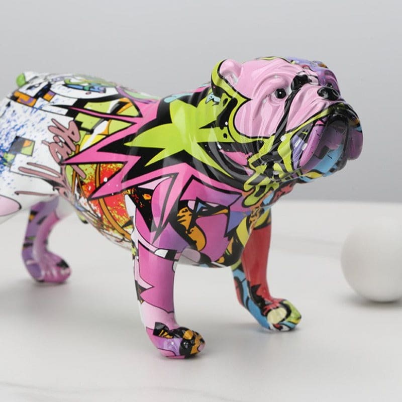 Hommfer – Statuette Chien Bulldog Street-Art en Résine