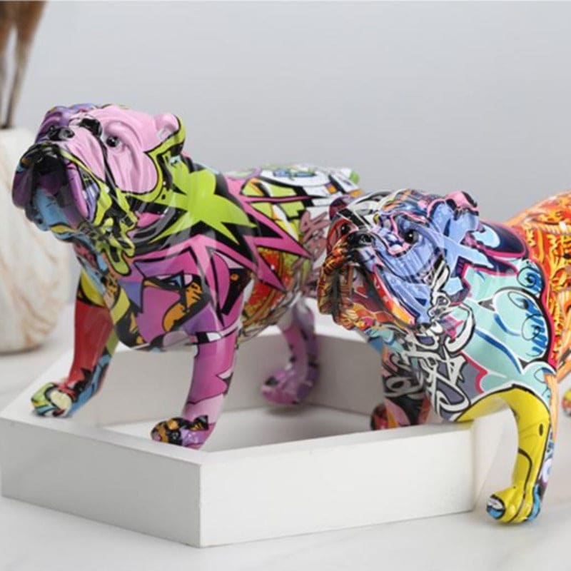 Hommfer – Statuette Chien Bulldog Street-Art en Résine