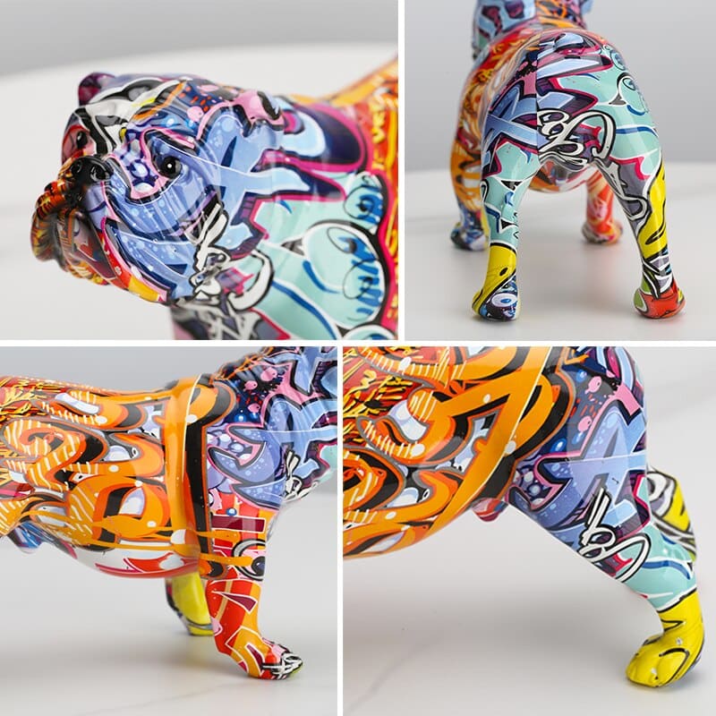 Hommfer – Statuette Chien Bulldog Street-Art en Résine