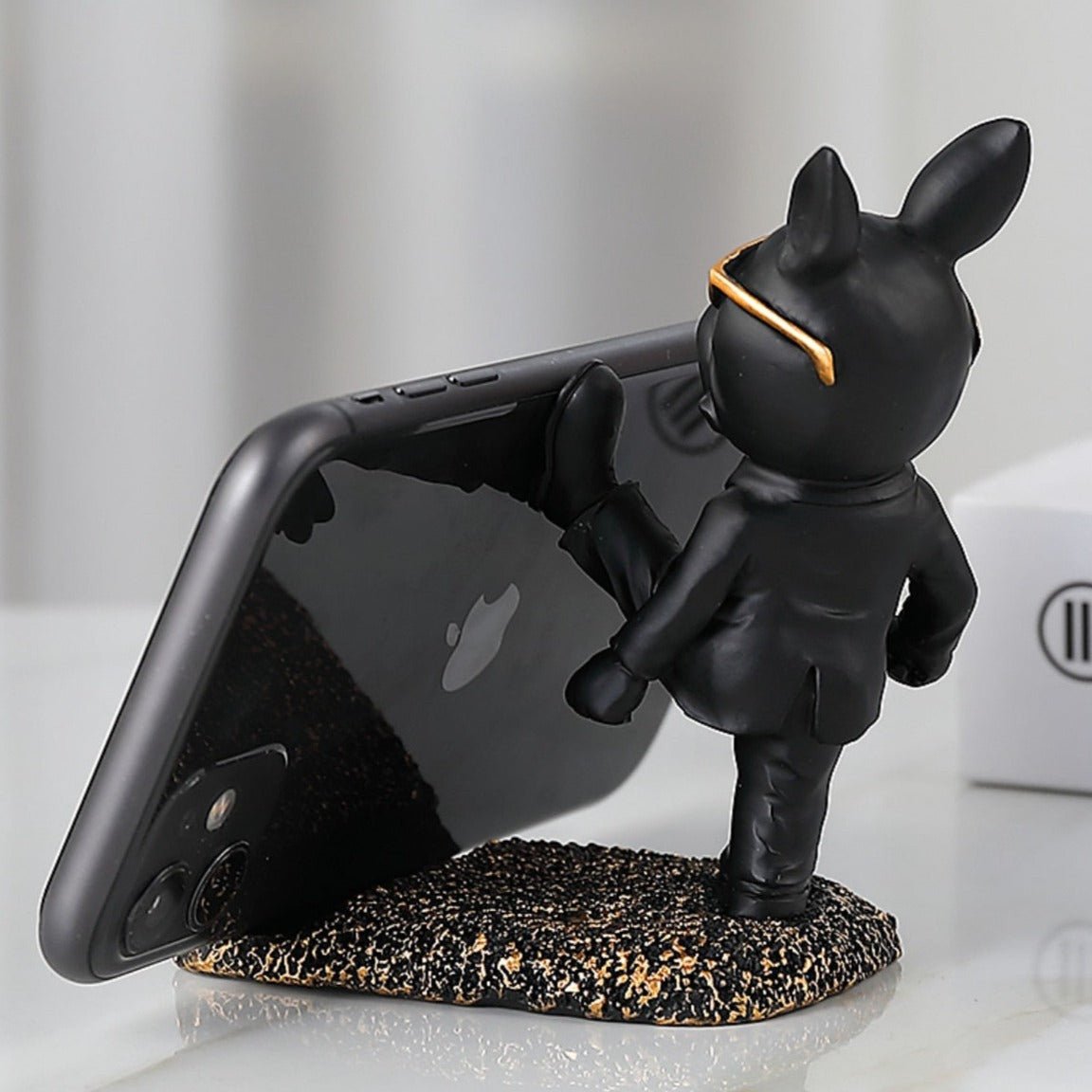 Hommfer – Support Téléphone Bulldog Kung-Fu en Résine