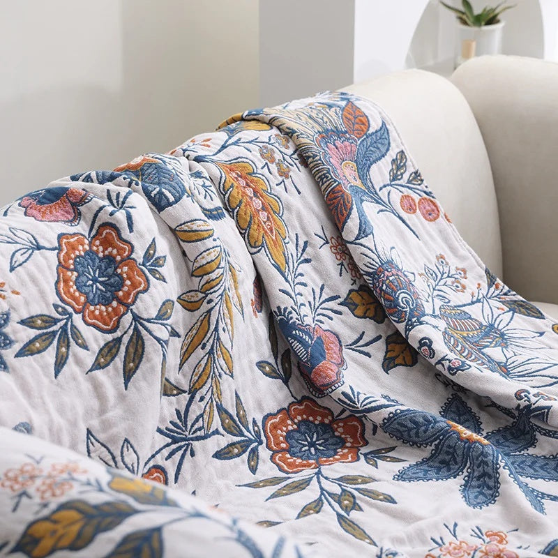 Rustikale Künstlerische Flora Decke | 100% Baumwoll-Blumendecke
