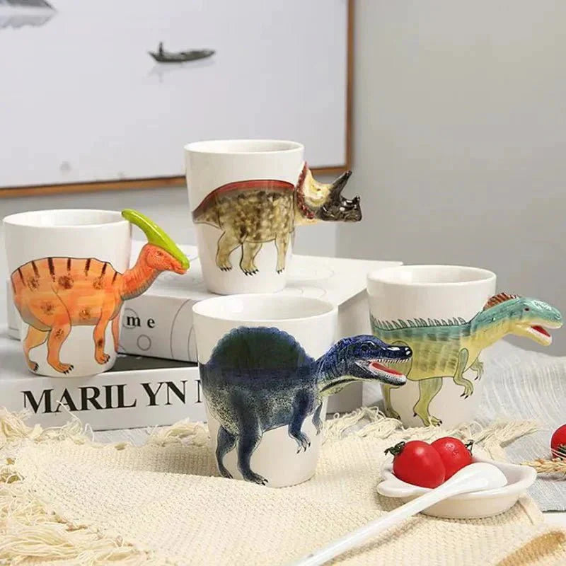 Mug en céramique peint à la main – Motif dinosaure ludique | Virelle Maison