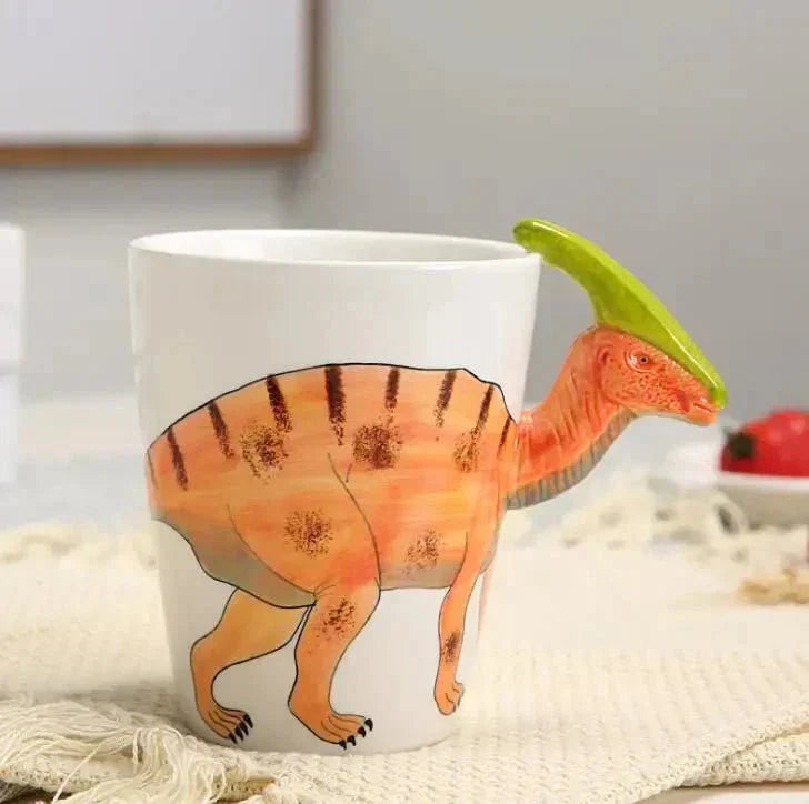 Mug en céramique peint à la main – Motif dinosaure ludique | Virelle Maison