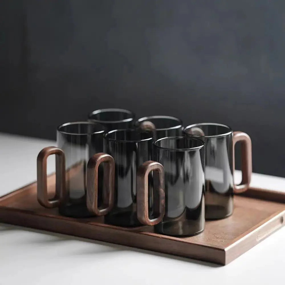 Mug en verre borosilicate avec anse en bois naturel | Virelle Maison
