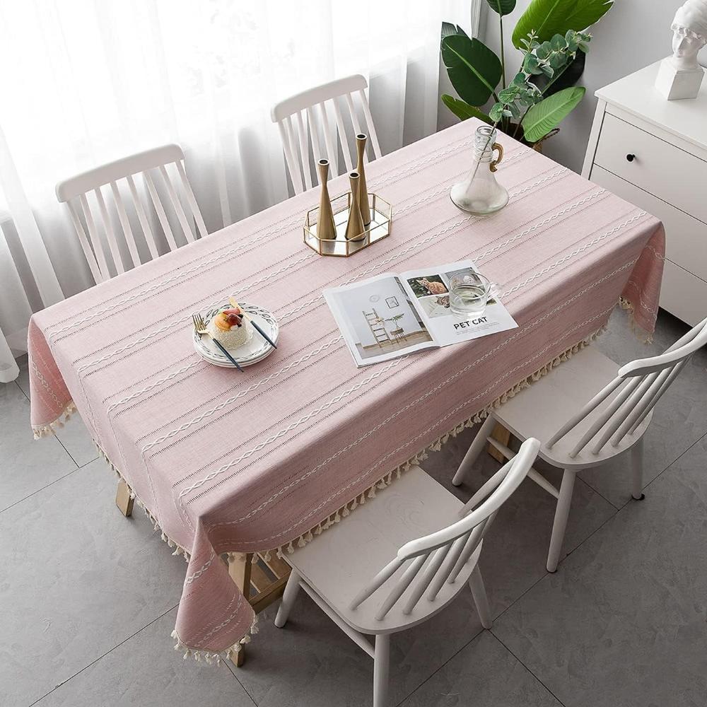 Nappe en coton et lin brodé – Finition à franges texturées | Virelle Maison