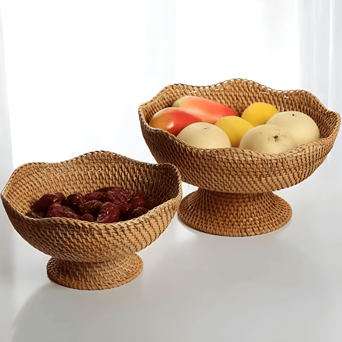 Panier à fruits en rotin naturel tressé à la main
