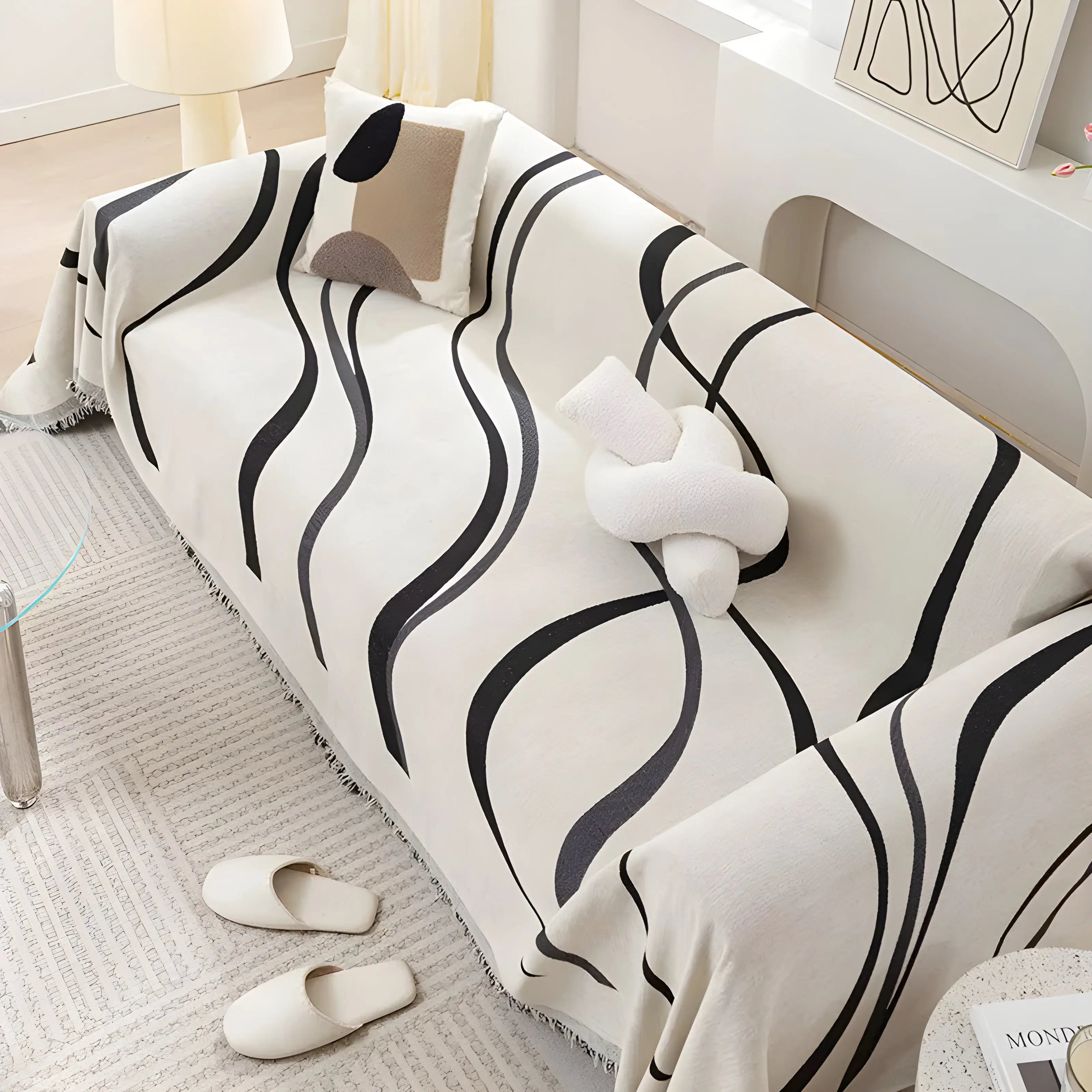 Housse de canapé réversible en chenille/coton - LuxeCasa