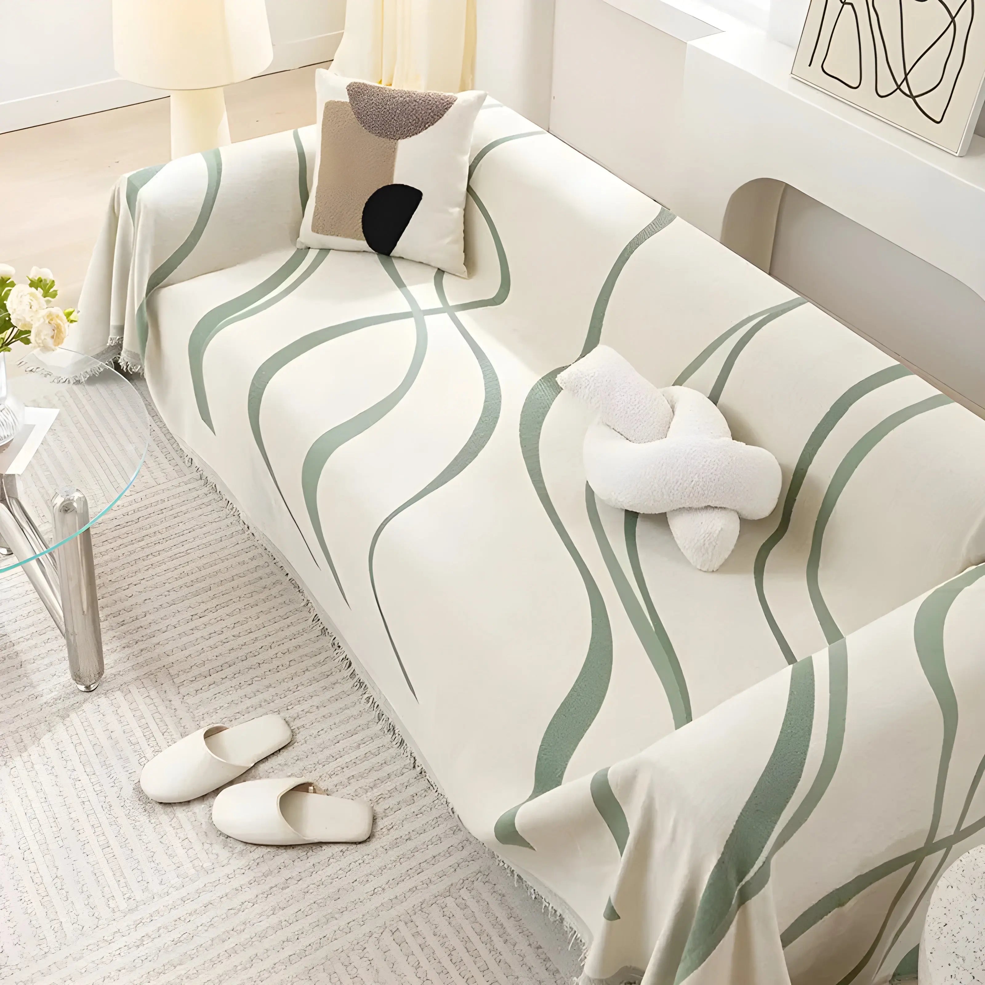 Housse de canapé réversible en chenille/coton - LuxeCasa