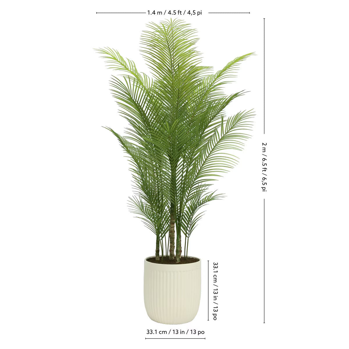 Artificial Palm Tree - Lifelike Design with Ribbed Planter