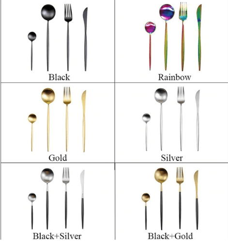 Set de couverts 4 pièces en acier inoxydable coloré | Virelle Maison