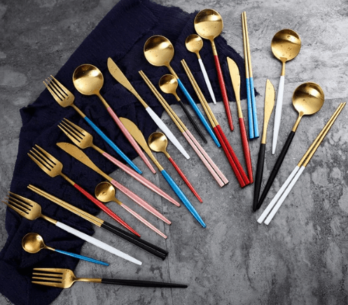Set de couverts 4 pièces en acier inoxydable coloré | Virelle Maison