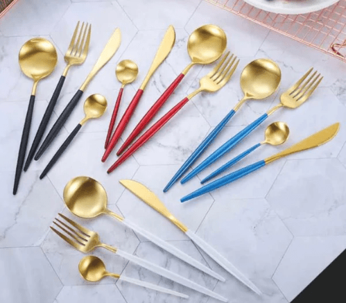 Set de couverts 4 pièces en acier inoxydable coloré | Virelle Maison