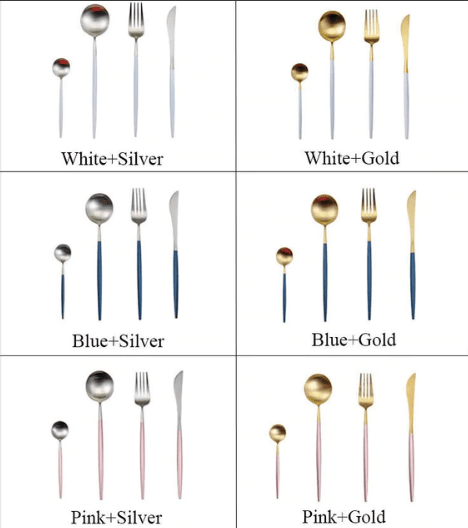 Set de couverts 4 pièces en acier inoxydable coloré | Virelle Maison