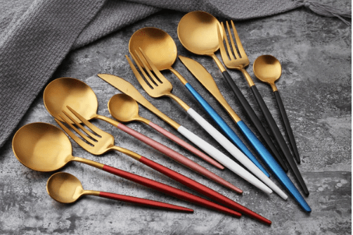 Set de couverts 4 pièces en acier inoxydable coloré | Virelle Maison
