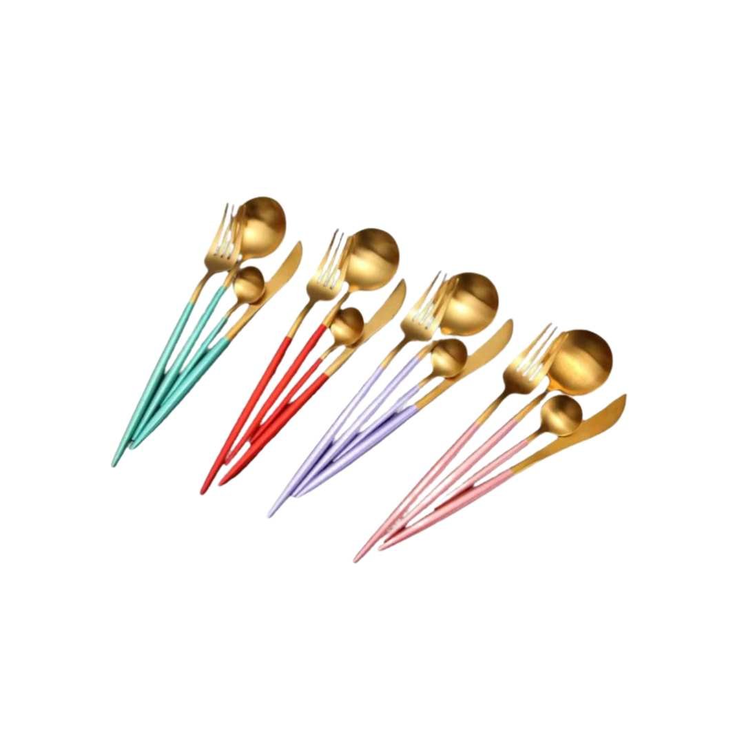 Set de couverts 4 pièces en acier inoxydable coloré | Virelle Maison