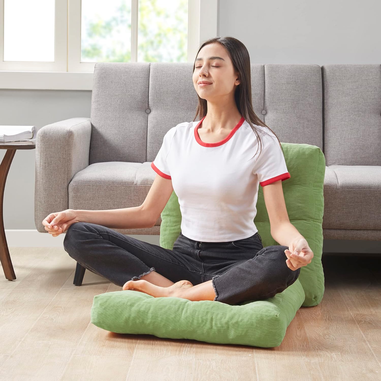 Set of 2 Meditation Cushions - Large Tufted Corduroy Cushions