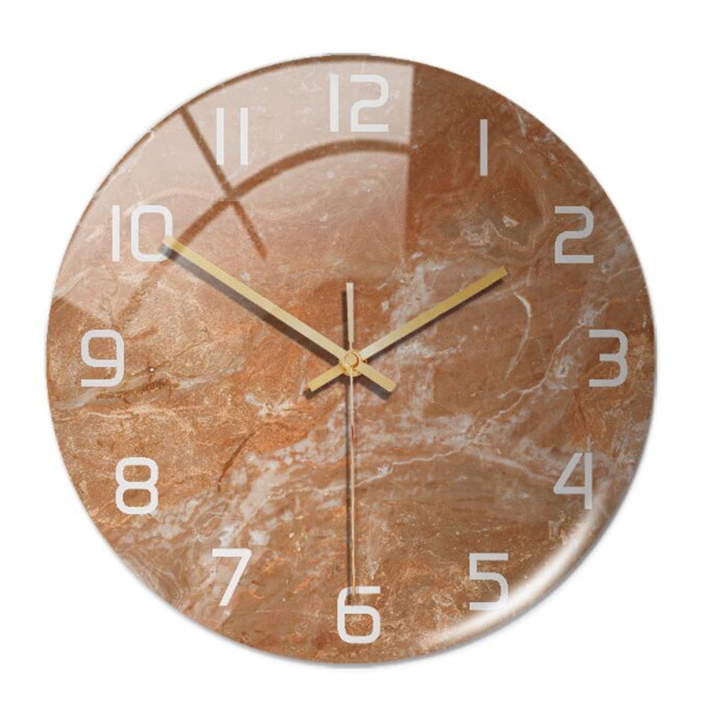 Stylish Wall Clock with Marble Texture - MarbleTime