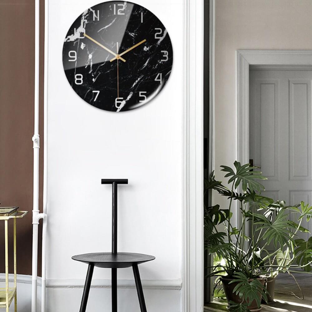 Stylish Wall Clock with Marble Texture - MarbleTime