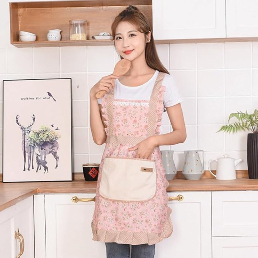 Tablier de cuisine en coton fleuri, imperméable | Virelle Maison