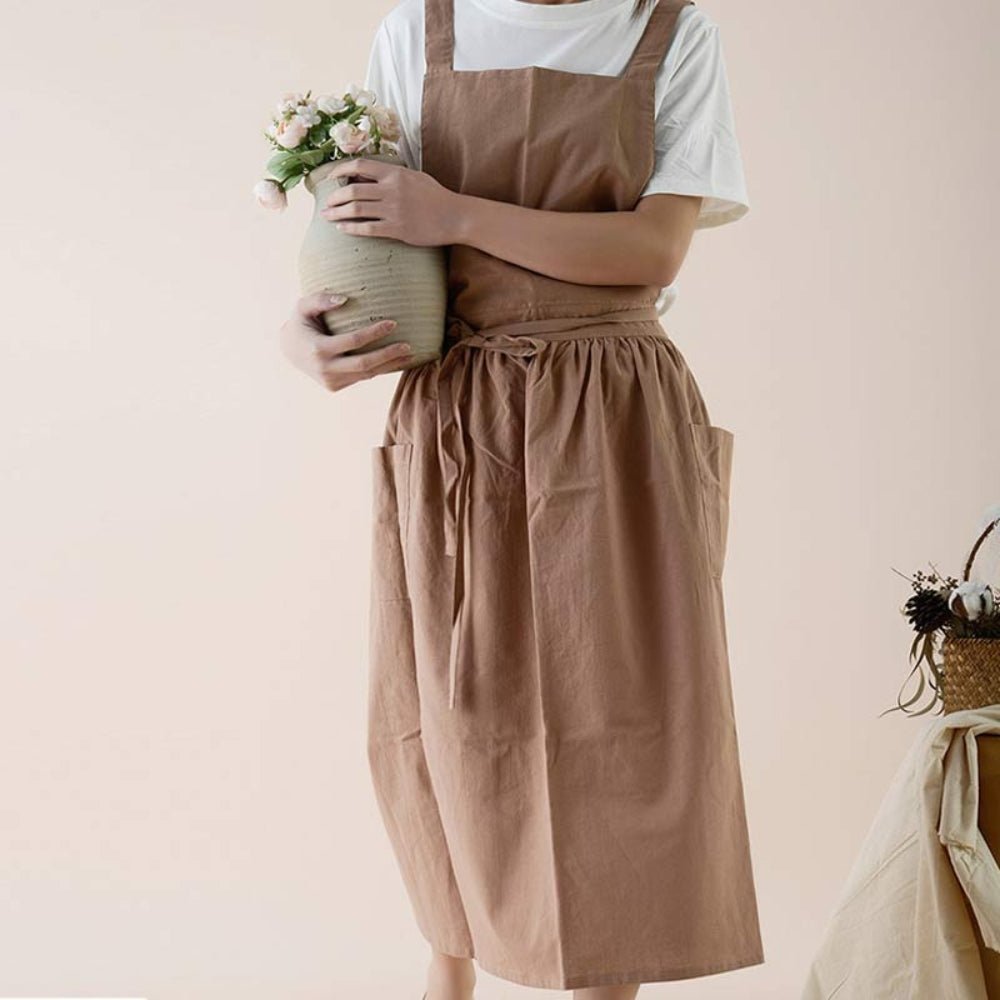 Tablier en coton croisé avec poches pratiques | Virelle Maison