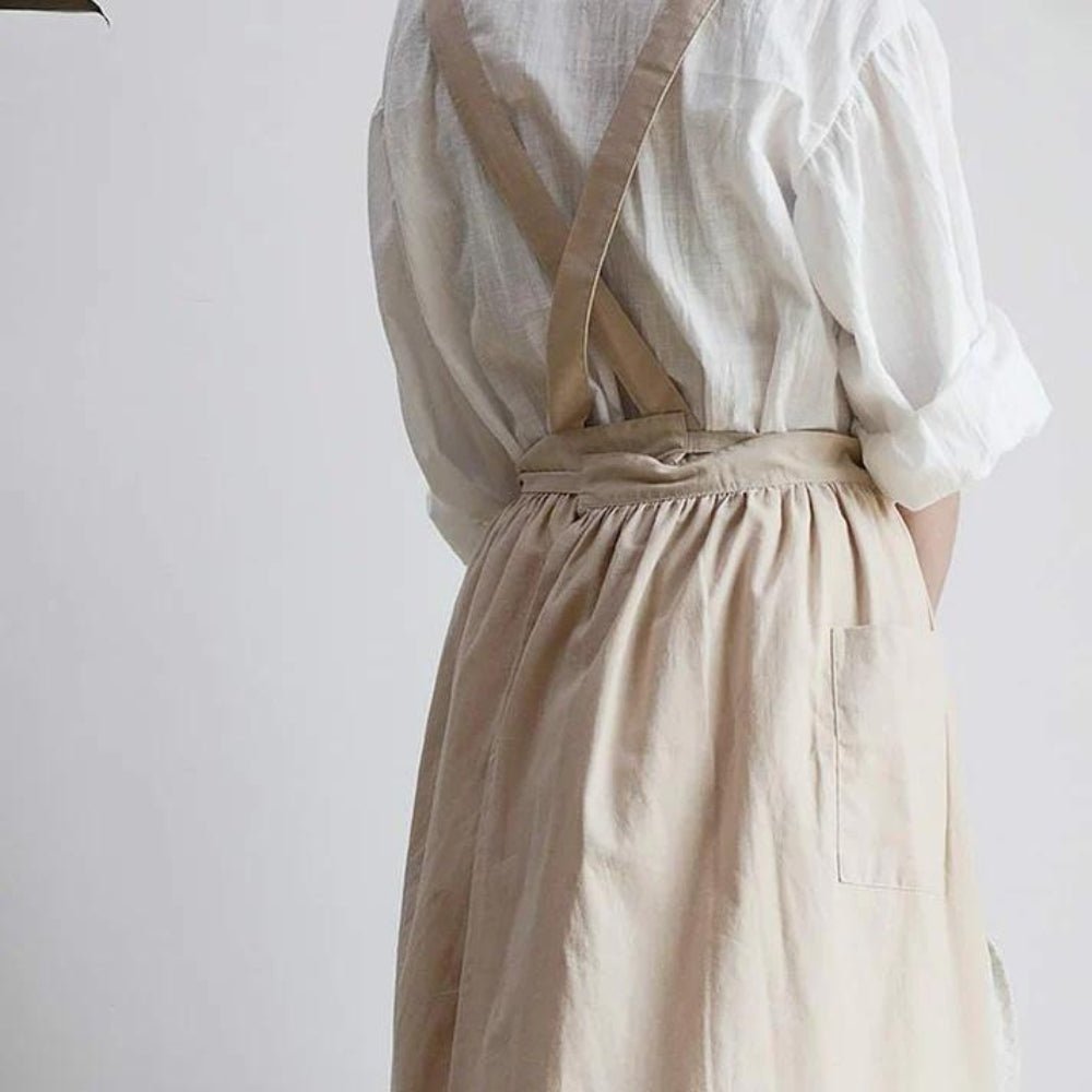 Tablier en coton croisé avec poches pratiques | Virelle Maison