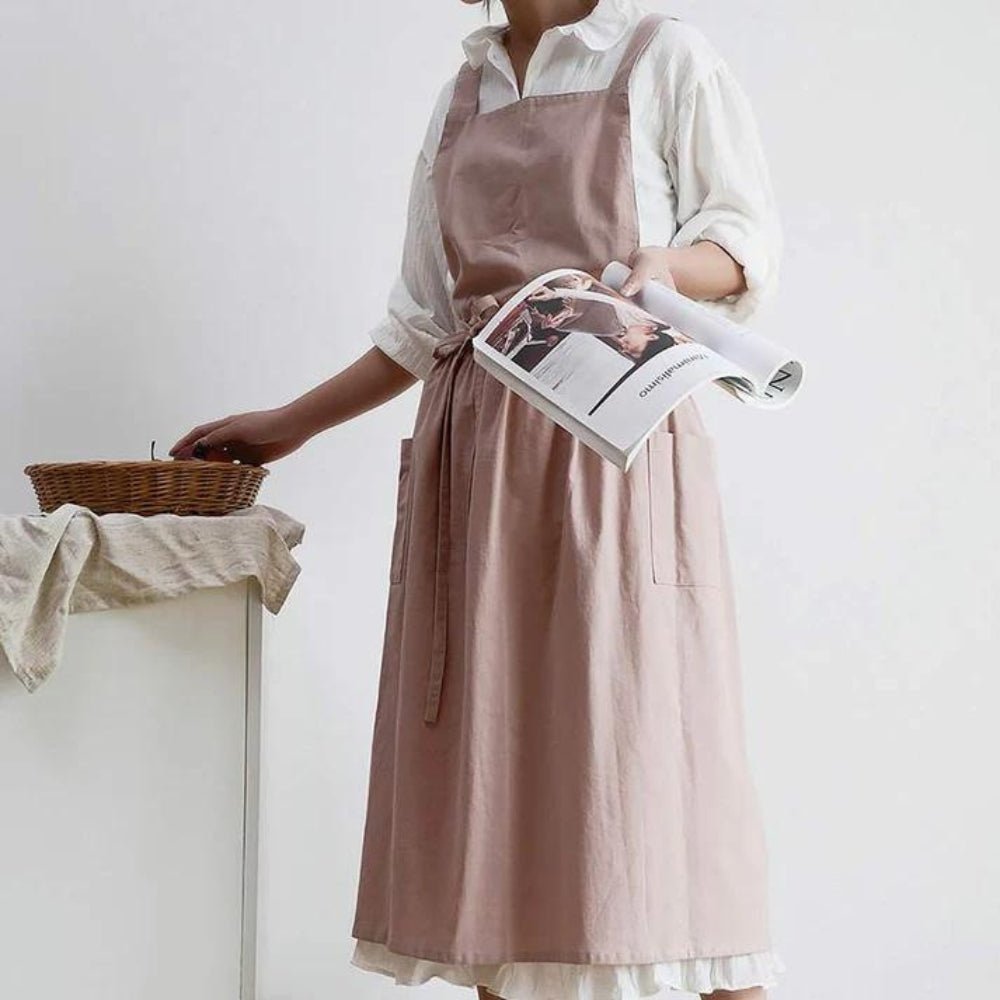 Tablier en coton croisé avec poches pratiques | Virelle Maison