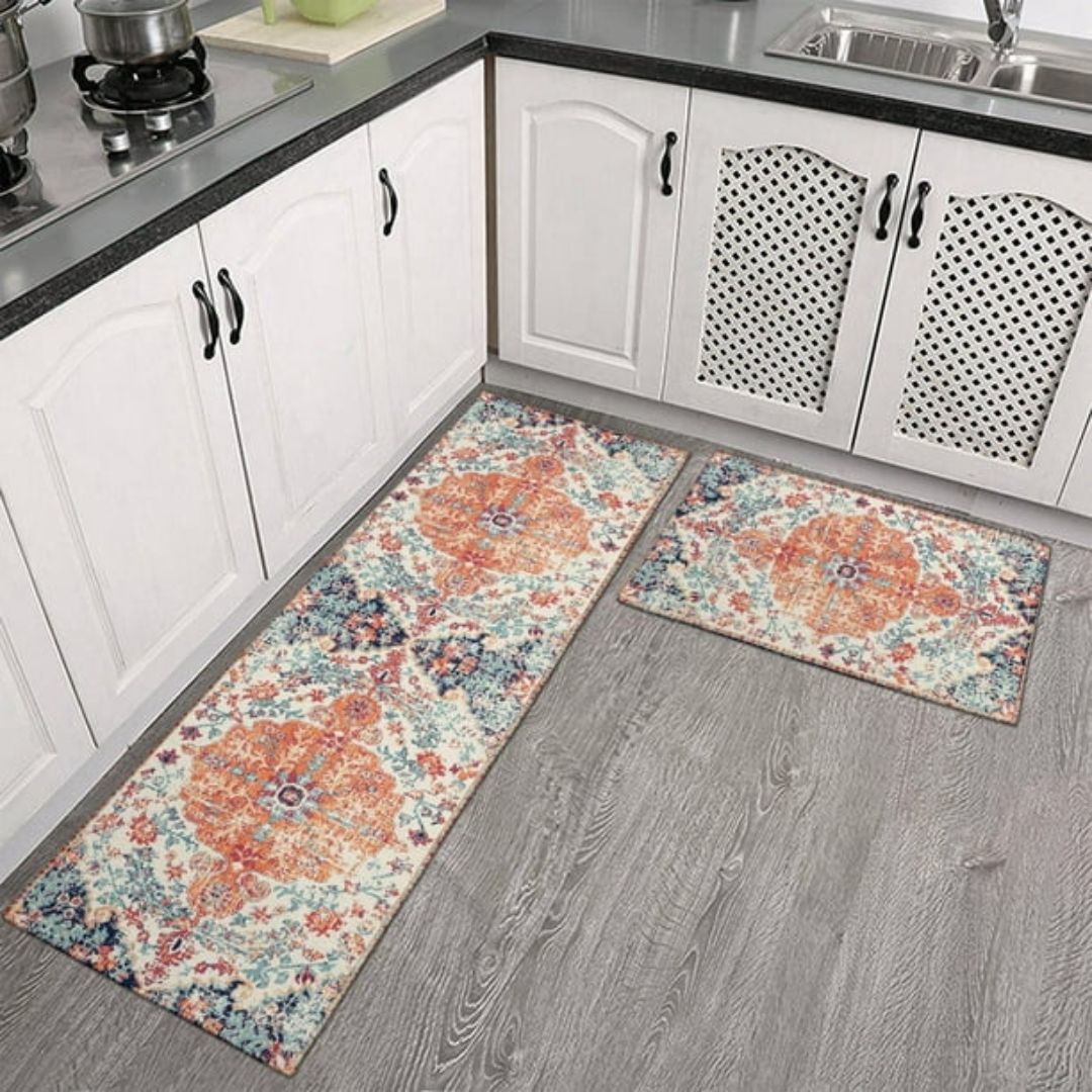Tapis de cuisine anti-fatigue en microfibre douce, imprimé floral