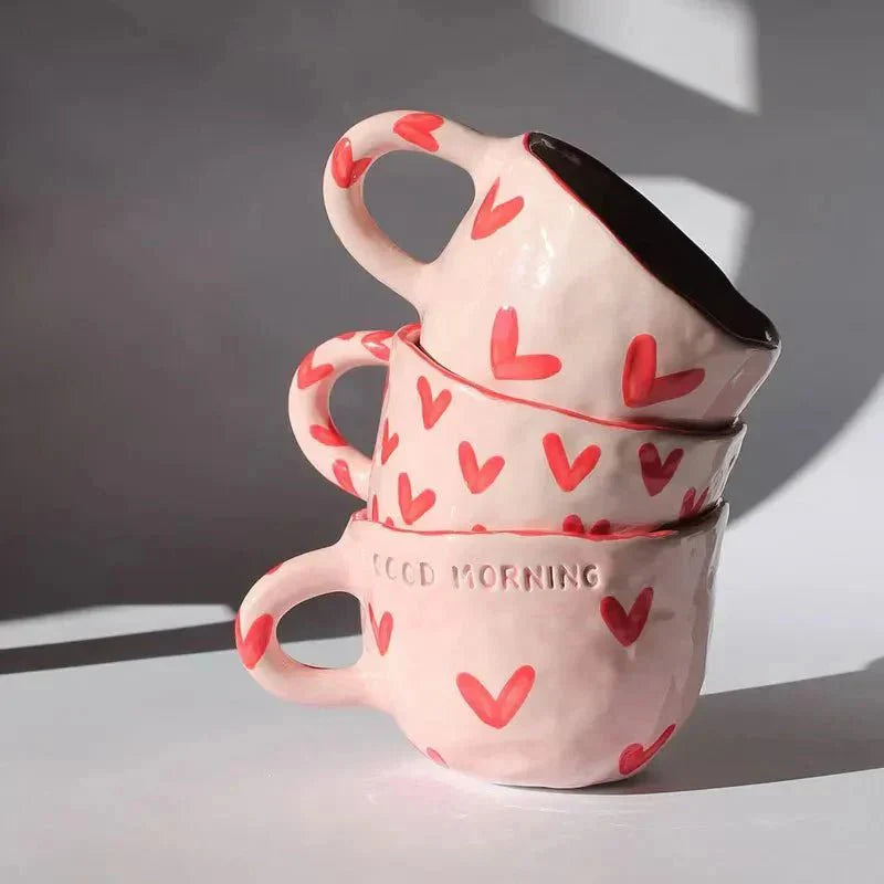 Taza de cerámica con motivo de corazón rosa | Virelle Maison