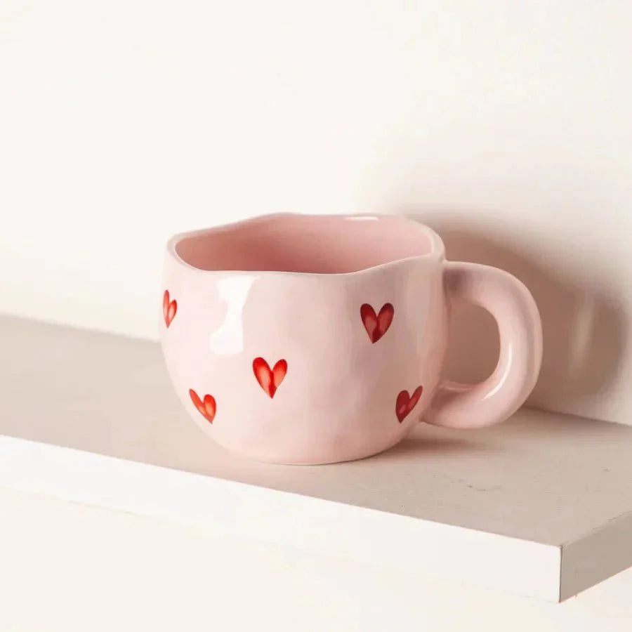 Taza de cerámica con motivo de corazón rosa | Virelle Maison