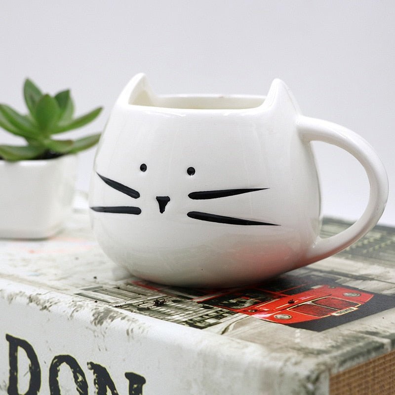 Tasse en céramique motif chat avec anse arrondie | Virelle Maison