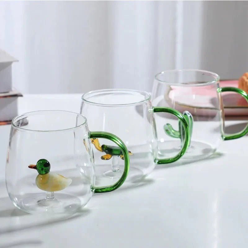 Tasse en verre borosilicate avec motif animal 3D | Virelle Maison