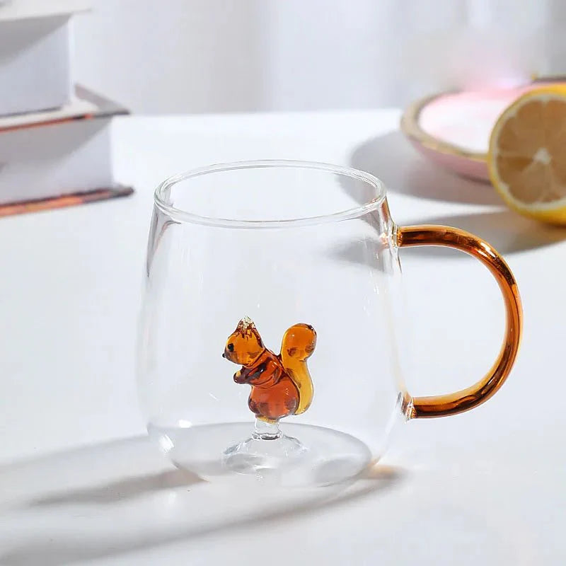 Tasse en verre borosilicate avec motif animal 3D | Virelle Maison