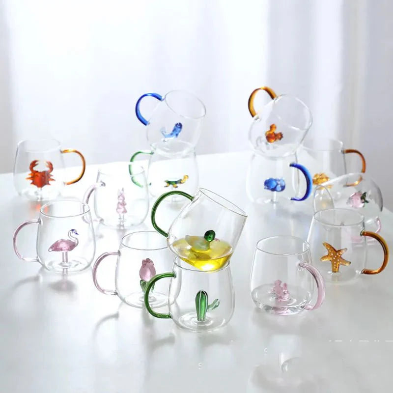 Tasse en verre borosilicate avec motif animal 3D | Virelle Maison