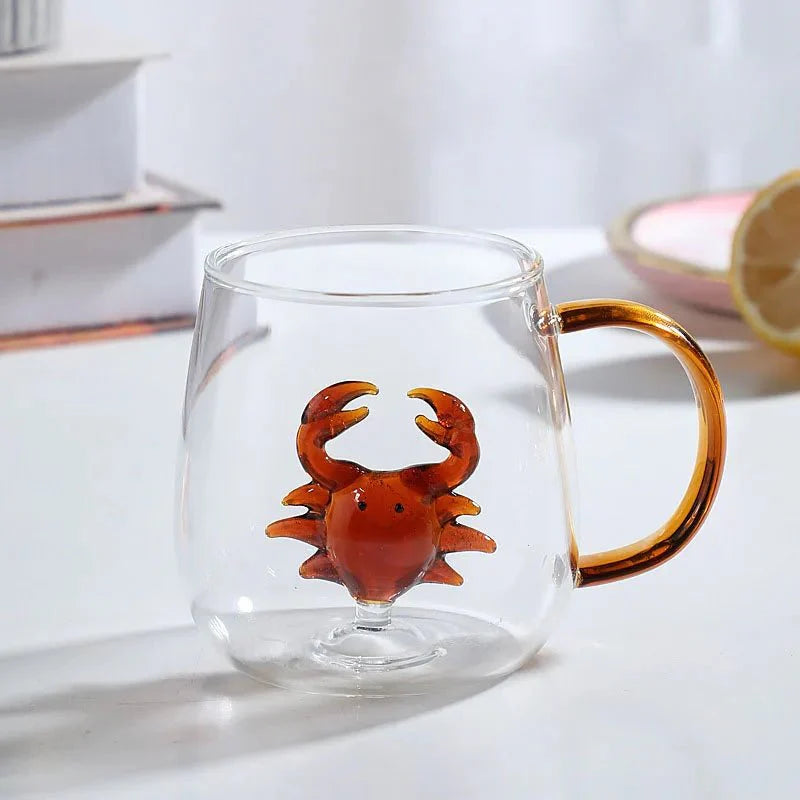 Tasse en verre borosilicate avec motif animal 3D | Virelle Maison