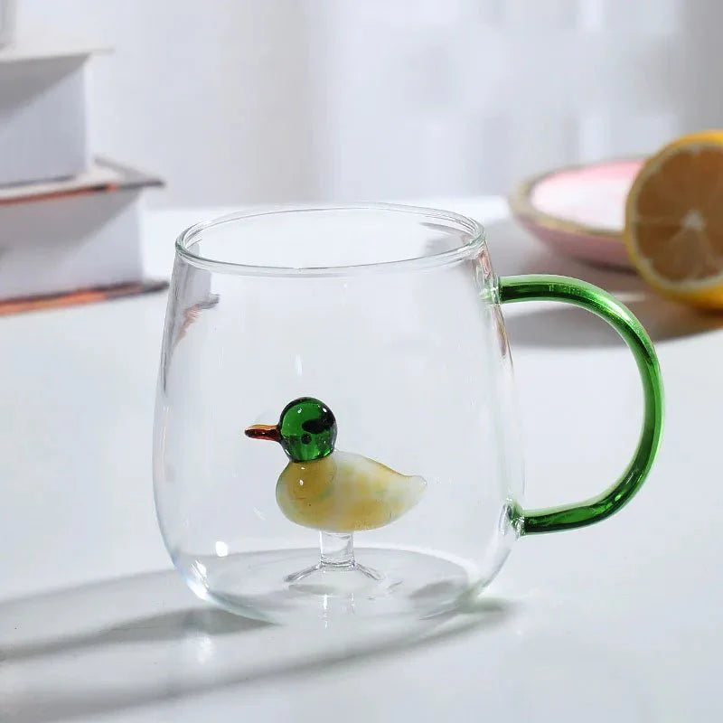Tasse en verre borosilicate avec motif animal 3D | Virelle Maison