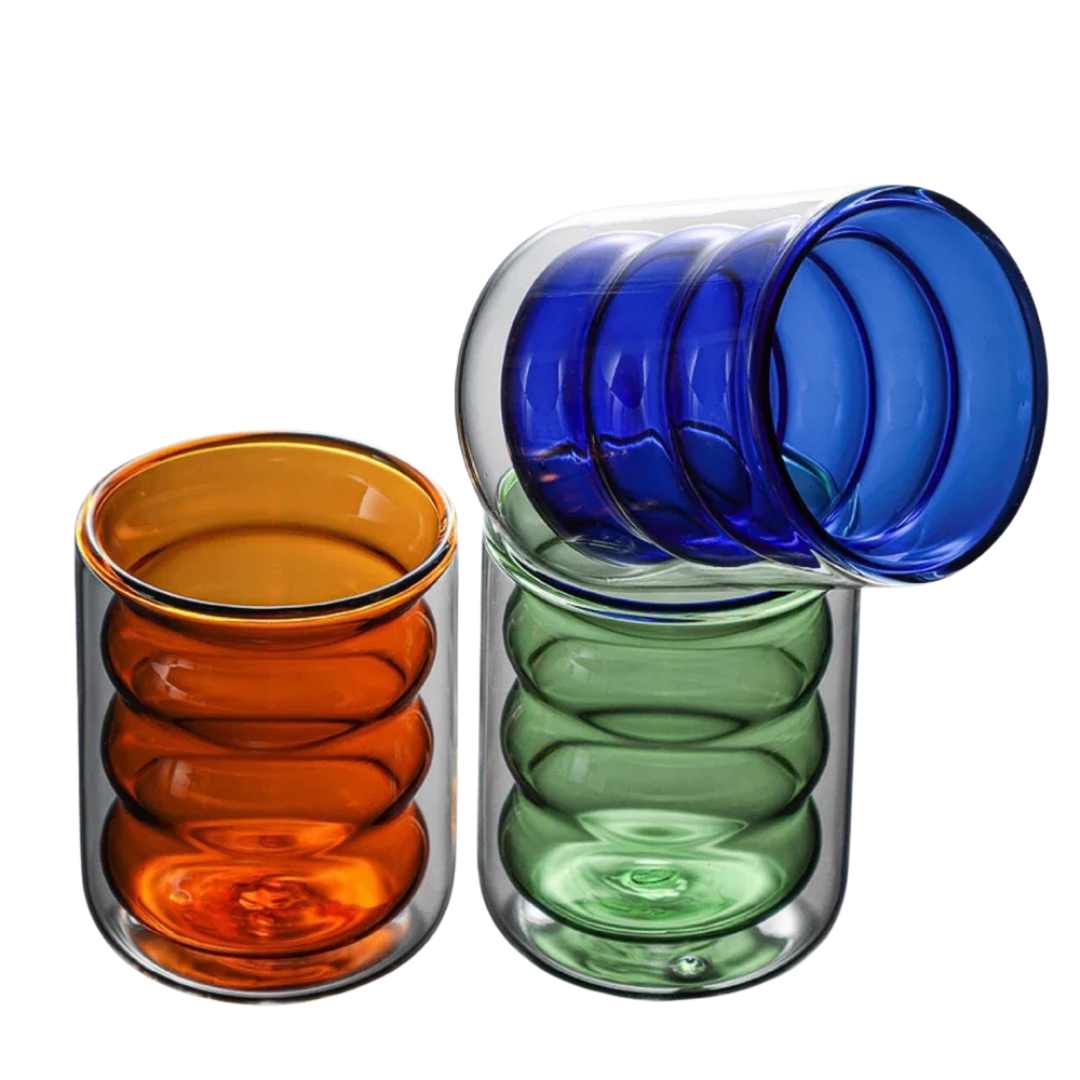 Tasse en verre ondulé à double paroi | Virelle Maison