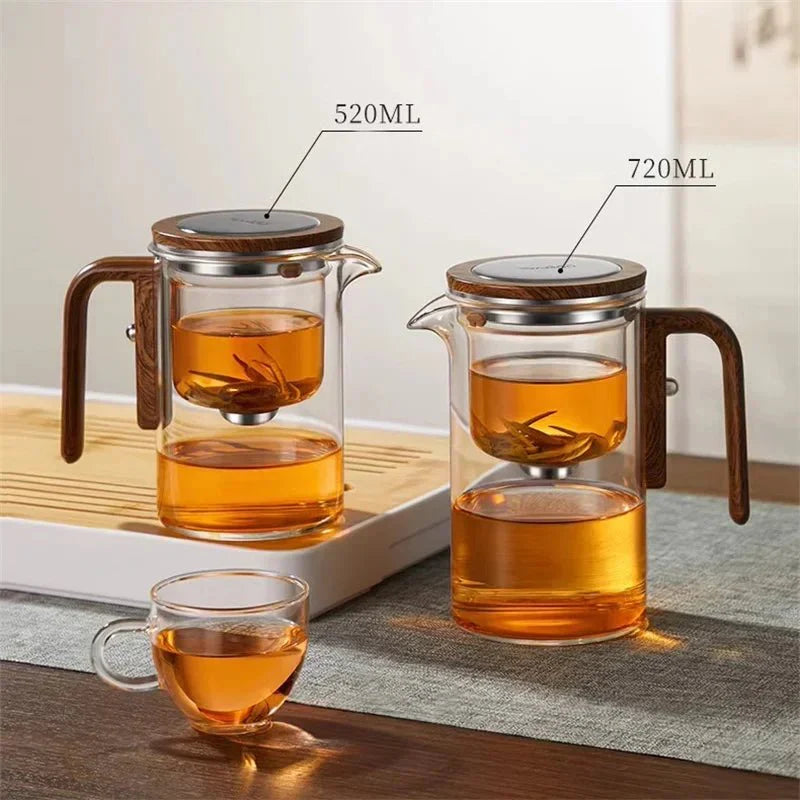 Théière en verre borosilicaté – Infuseur acier et poignée bois | Virelle Maison