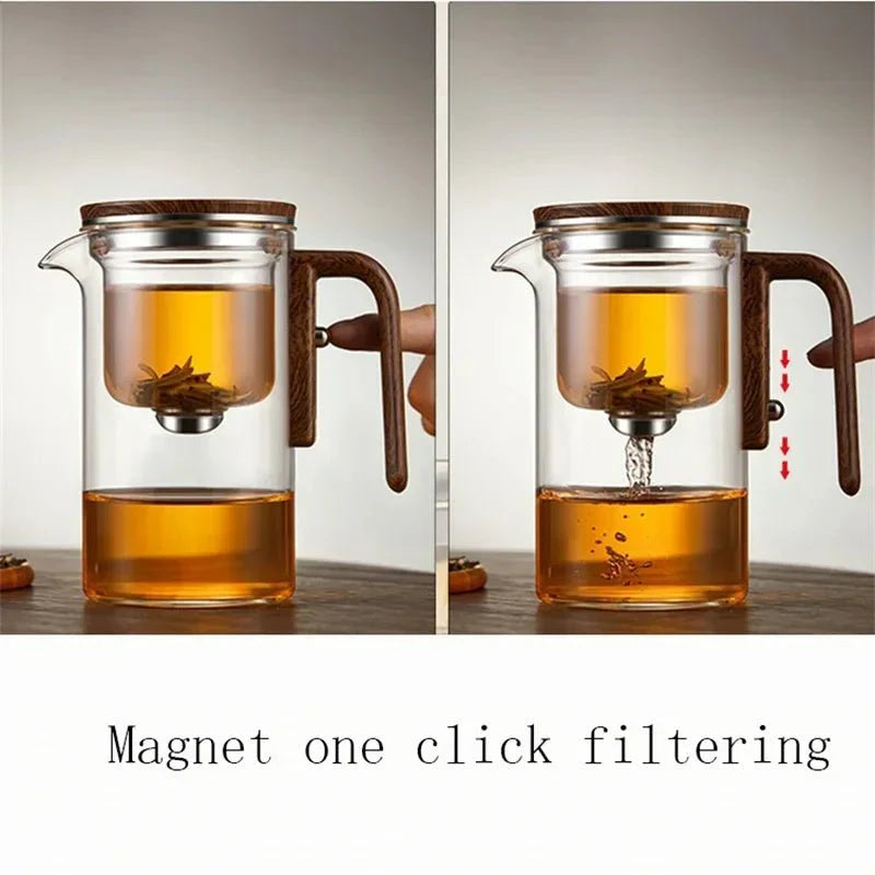 Théière en verre borosilicaté – Infuseur acier et poignée bois | Virelle Maison