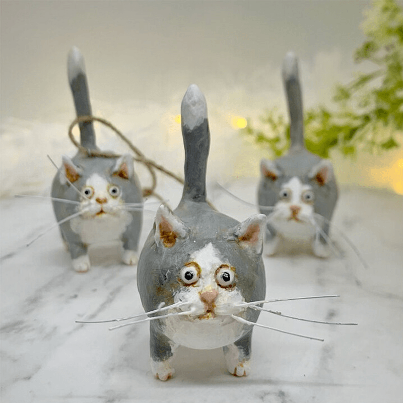 Unikátní ručně vyrobená vánoční ozdoba kočka - Purrfect Holiday Hangers