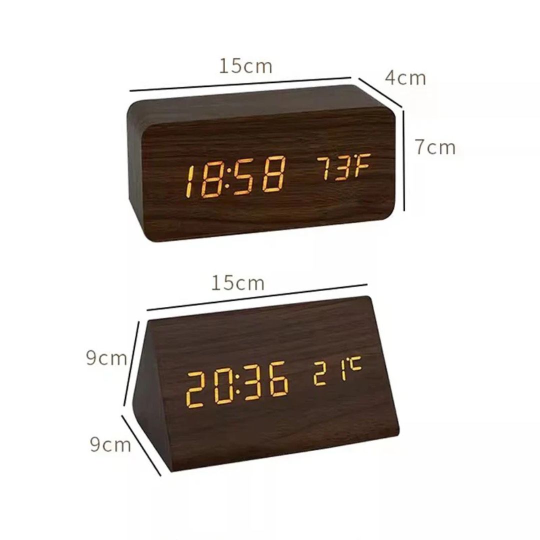 Dřevěné LED hodiny s hlasovým ovládáním - EcoClock